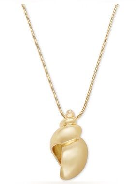 On 34th Gold-Tone Shell Pendant Necklace, 32" + 3" extender